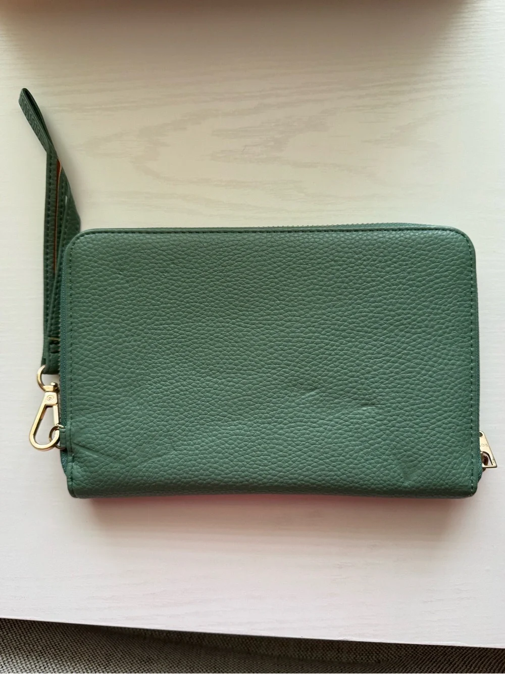 Embossed Green Wristlet Wallet